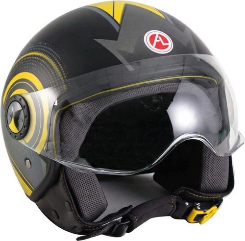 Casco jet nero giallo - casco,