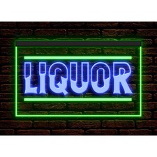 LIQUOR Wine Shop Bar Pub Store Club Illuminate Neon Sign Dual Color Two Tone