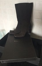 # GUCCI # STIVALI Donna IN CAMOSCIO E VERNICE MARRONE, N.39, Tacco 10cm.