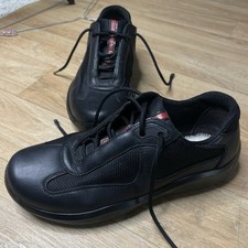 Prada America's Cup Sneakers Linea Rossa Nero Pelle Maglia Donna Tg 7.5US