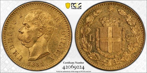Italia oro lire 1881 - italia,,