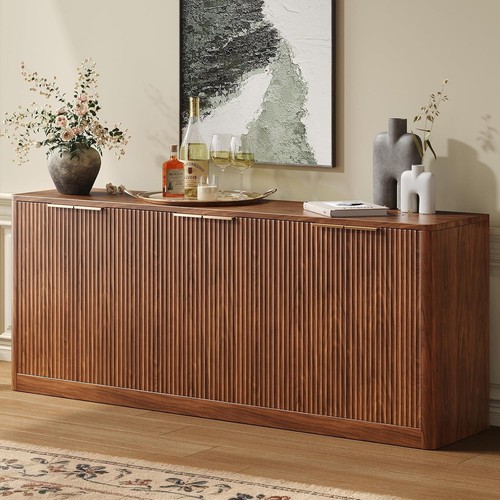Fluted walnut buffet - walnut,