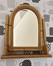 Vintage Mirror Specchio Mid Century Bambu’ Oscillante Tavolo Retro’ 55x40 Antico