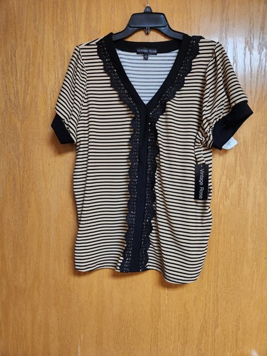 Top nero beige righe - beige,