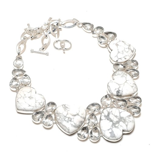 Collana howlite topazio bianco - collana,