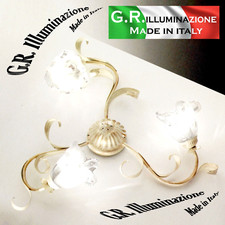 PLAFONIERA IN FERRO BATTUTO 3 L AVORIO ORO LAMPADARIO SOFFITTO CUCINA BAGNO Sara