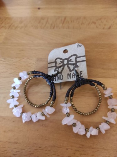 Orecchini quarzo rosa fatto - , a