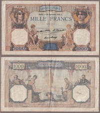 BANKNOTE 1000 FRANCHI 29-10-1932 TERZA REPUBBLICA FRANCESE CIRCOLATA BUONE COND.