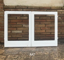 vecchia antica Finestra in legno massello artigianale a due ante laccata bianca