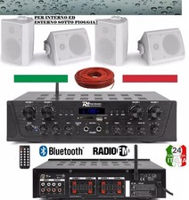IMPIANTO AUDIO FILODIFFUSIONE 4 ZONE+4 Altoparlanti Interno ed Esterno  pioggia.