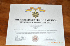 Onorevole certificato di servizio (anatra rotta) US Army USN USAF USMC USCG USMM