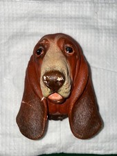 BOSSONS CHALKWARE DOG HEAD WALL HANGING ~ BASSETT HOUND with REPAIR