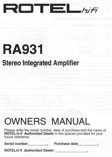 Rotel 931 amplificatore - ra-931,