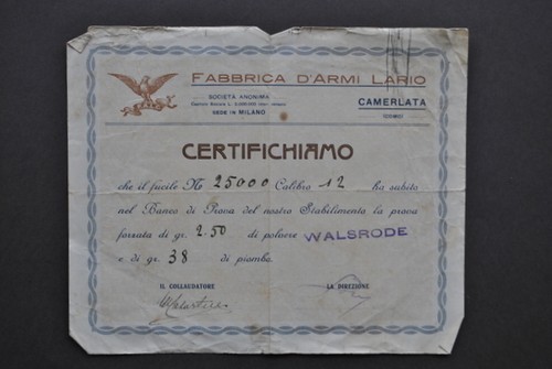 Certificato fabbrica armi - certificato,