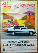 MANIFESTO PUBBLICITARIO ORIGINALE PEUGEOT 309 LOOK ANNI 80