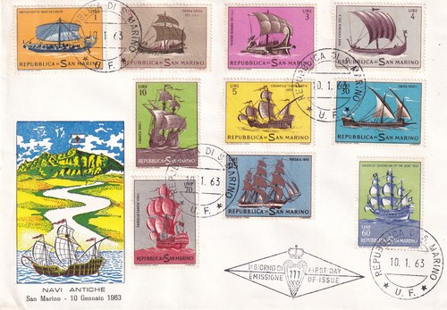 Navi antiche fdc san - navi, marino