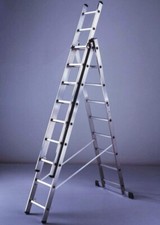 Scala in Alluminio telescopica a sfilo 3 Rampe x 9 Gradini Mt 6,84 EN 131/1-2