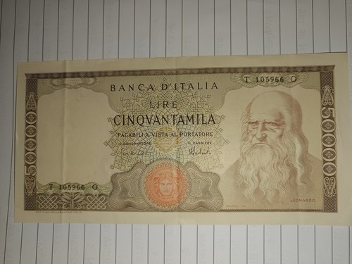 50000 lire leonardo - vinci,
