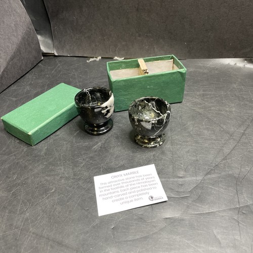 Black onyx marble egg cups - x2,