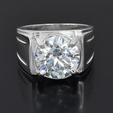 Anello da uomo solitario con diamanti trattati bianchi certificati 6,30 ct...