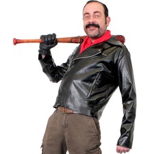 GIACCA BIKER LOOK PELLE E BANDANA VESTITO FANTASIA COSTUME I SALVATORI NEGAN 