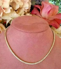 Collana Tennis Donna 9Ct Tonda Creata in Laboratorio Diamante 22" Pollici Oro Giallo 10K