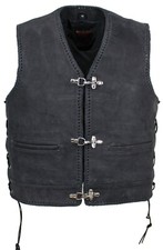 Uomo Moto E Tempo Libero Nobuk Gilet Pelle Biker Squadra Custom Abito Cuir Moto