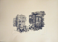 RENZO VESPIGNANI incisione "Vecchie Fabbriche" 1975 63x45 firmata pubblicata