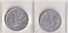 italia repubblica - 1 e 2 lire 1954 e 10 lire 1950