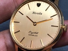 SPEDIZIONE GRATUITA! OROLOGIO UOMO VINTAGE NIVADA UT.6565 CARICA MANUALE 33MM