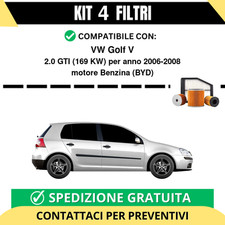 Kit 4 Filtri Tagliando per VW Golf V 2.0 GTI 169 kw Benzina 2006-2008