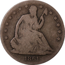 1861-P Mezzo dollaro seduto