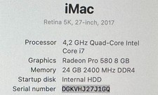 imac 27 5k - Retina - 2017 - RAM 24 GB - Fusion 3TB