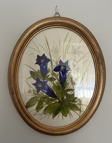 Quadro ovale floreale - , firmato