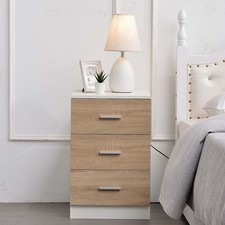 Comodino Mobiletto Cassettiera 3Cassetti Design Moderno Legno Mdf Bianco Quercia