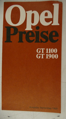 Opel preisliste 1100 1900 - gt,