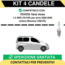 KIT 4 CANDELE per TOYOTA Yaris