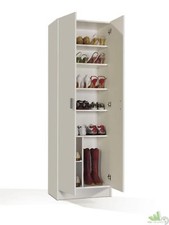 ARMADIO SCARPIERA 2 ANTE SPORTELLI 7 RIPIANI MULTIUSO LEGNO BIANCO CM.59X37X180H