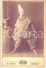 1870 ca TEATRO VOGHERA Ritratto attore in costume da pagliaccio FOTO RARA CICALA