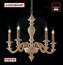LAMPADARIO LEGNO 5 LUCI
