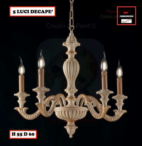 Lampadario legno luci - legno, 5