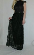 Abito donna elegante nero 42 44 lungo vestito da cerimonia ricamato