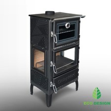 NUOVA stufa a legna in ghisa con forno e vetro ceramico IR 3D