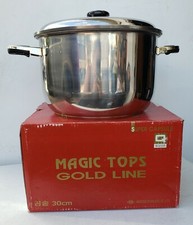 Magic Top Gold Line Pentola Grande in Acciaio Inox con Coperchio e Vaporiera