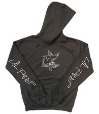 Felpa con cappuccio Lil Peep Cry Baby Bird nera con disegno bianco