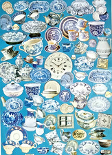 CARTA DA DECOUPAGE  FORMATO  CM.50 X 70  PIATTI E CARAFFE IN PORCELLANA COD.AZ50