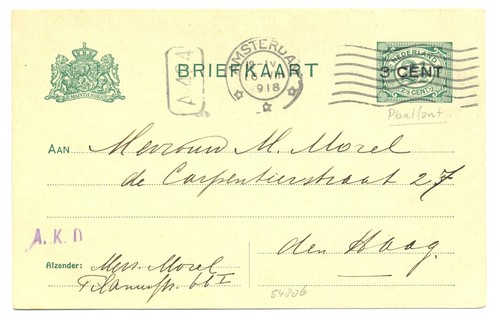 Olanda 1918 card - 1918, ps