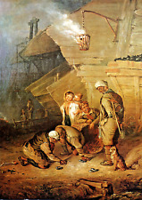 Postcard Painting Henry Perlee Parker c.1840 Newcastle Pitmen Playing Quoits'