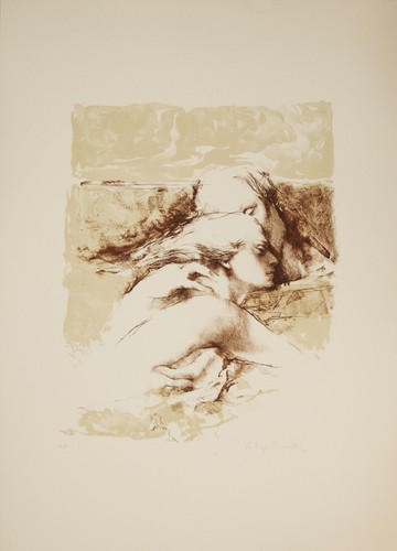 Litografia originale abbraccio - litografia,