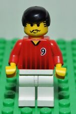 Lego Minifigure Giocatore calcio soc088 numero 9 Squadra rosso e bianca 2002 '04